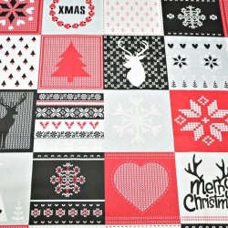 Baumwolle 100% Weihnachtsmuster Patchwork grau-rot  