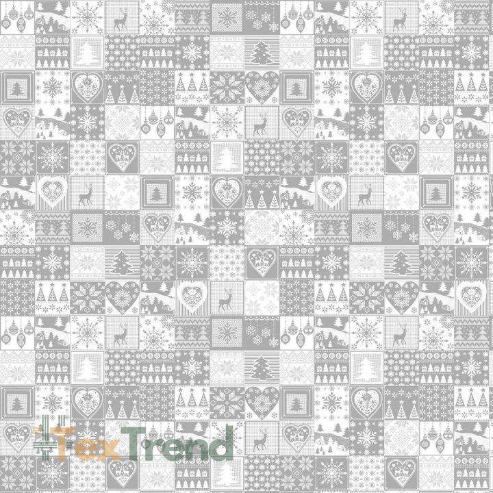 Baumwolle 100% Weihnachtsmuster Patchwork klein weiß grau  