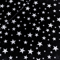 Baumwolle 100% neue kleine und große weiße Sterne auf schwarzem Hintergrund  