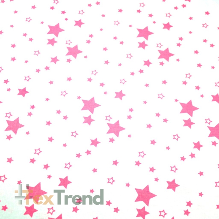 Baumwolle 100% kleine Galaxie rosa auf weißem Hintergrund  