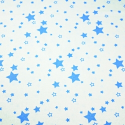 Baumwolle 100% kleine Galaxie blau auf weißem Hintergrund