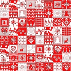 Baumwolle 100% Weihnachtsmuster Patchwork klein weiß-rot  