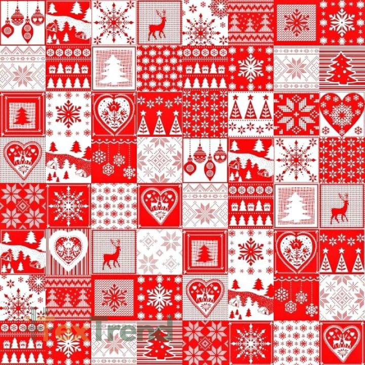 Baumwolle 100% Weihnachtsmuster Patchwork klein weiß-rot  