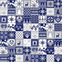 Baumwolle 100% Weihnachtsmuster Patchwork klein weiß-dunkelblau  