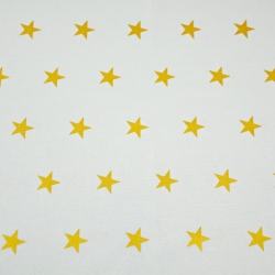 Baumwolle 100% Weihnachtsmuster goldene und glänzende Sterne auf weißem Hintergrund  