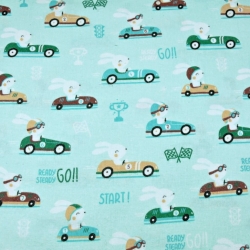 Flanell Rennkaninchen auf mintgrünem Hintergrund  