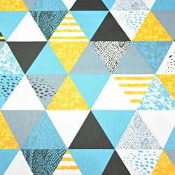 Baumwolle 100% gemusterte Dreiecke türkis-orange-weiß  