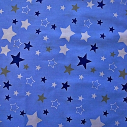 Flanell Sternbild weiß marineblau grau auf blauem Hintergrund  