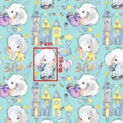 Baumwolle 100% BABY Elefanten auf mintgrünem Hintergrund  