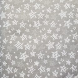 Baumwolle 100% kleine gemusterte Sterne auf grauem Hintergrund  