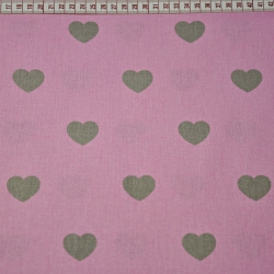 Baumwolle 100% graue Herzen auf rosa Hintergrund  
