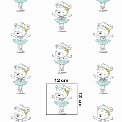 Baumwolle 100% weiße Bären mit mintfarbenen Ballerinas auf weißem Hintergrund  