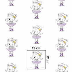 Baumwolle 100% weiße Bären mit lila Ballerinas auf weißem Hintergrund  