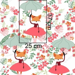 Baumwolle 100% Füchse als Ballerinas auf weißem Hintergrund  