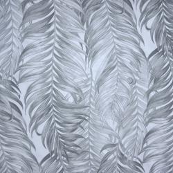 Baumwolle 100% graue Palmenblätter auf weißem Hintergrund  