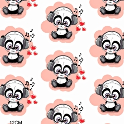 Baumwolle 100% Bären DJ Panda aprikosenfarben auf weißem Hintergrund  