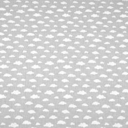 Baumwolle 100% MINI Wolken weiß auf grauem Hintergrund  