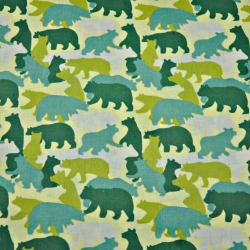 Baumwolle 100% verschiedene grüne Bären  