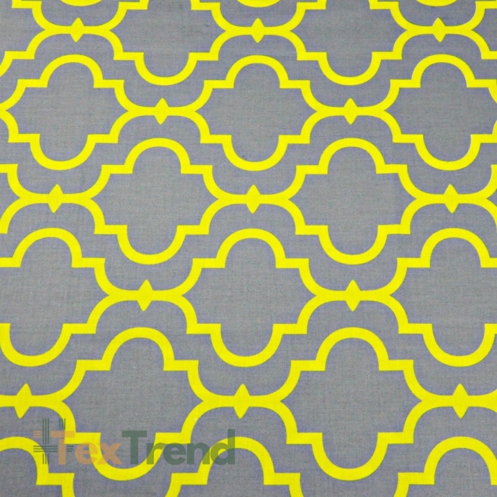 Baumwolle 100% Orientalisches Mosaik gelb auf grauem Hintergrund  