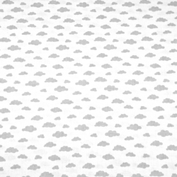 Baumwolle 100% MINI Wolken grau auf weißem Hintergrund  