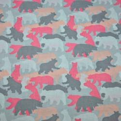 Baumwolle 100% grau-melonenfarbene Bären