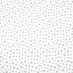 Baumwolle 100% MINI Sterne grau auf weißem Hintergrund  