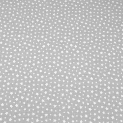 Baumwolle 100% MINI Sterne weiß auf grauem Hintergrund  