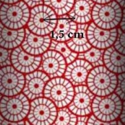 Baumwolle 100% geometrische Rosette weiß auf rotem Hintergrund  