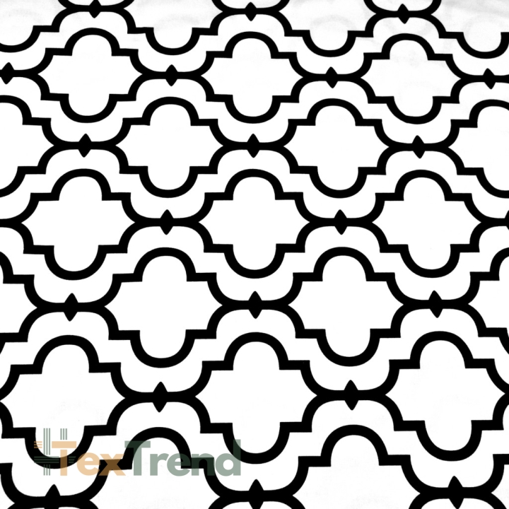 Baumwolle 100% orientalisches Mosaik schwarz auf weißem Hintergrund  