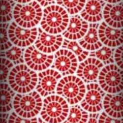 Baumwolle 100% geometrische Rosette rot auf weißem Hintergrund  