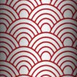 Baumwolle 100% geometrische Schuppen rot auf weißem Hintergrund  