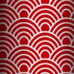 Baumwolle 100% geometrische Schuppen weiß auf rotem Hintergrund  