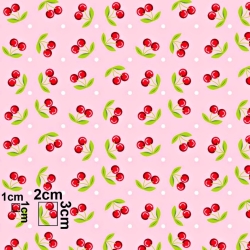 Baumwolle 100% Kirschen auf rosa Hintergrund  