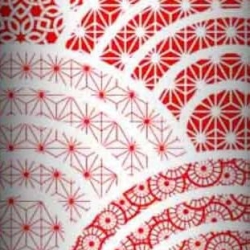 Baumwolle 100% geometrisches Kaleidoskop rot  