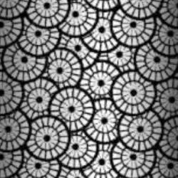 Baumwolle 100% geometrische Rosette weiß auf schwarzem Hintergrund  