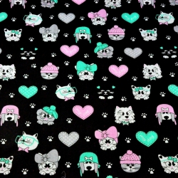 Baumwolle 100% rosa-mintfarbene Lieblinge auf schwarzem Hintergrund  