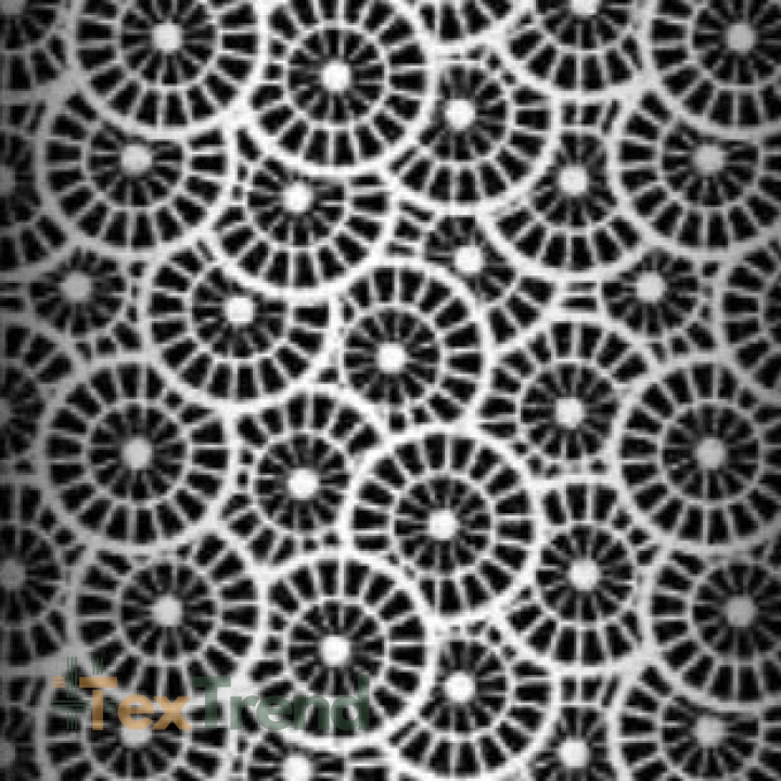 Baumwolle 100% geometrische Rosette schwarz auf weißem Hintergrund  