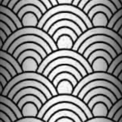 Baumwolle 100% geometrische Schuppen schwarz auf weißem Hintergrund  