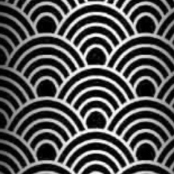 Baumwolle 100% geometrische Schuppen weiß auf schwarzem Hintergrund  