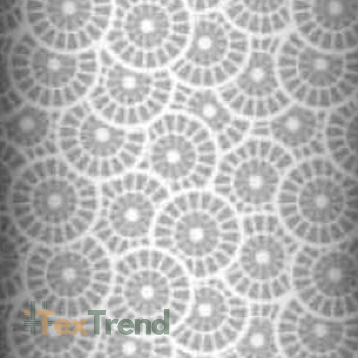 Baumwolle 100% geometrische Rosette grau auf weißem Hintergrund  