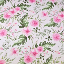 Baumwolle 100% Eustoma Blumen rosa auf weißem Hintergrund  