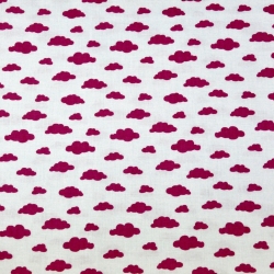 Baumwolle 100% Wolken MINI bordeaux auf weißem Hintergrund  
