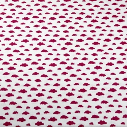Baumwolle 100% Wolken MINI bordeaux auf weißem Hintergrund  