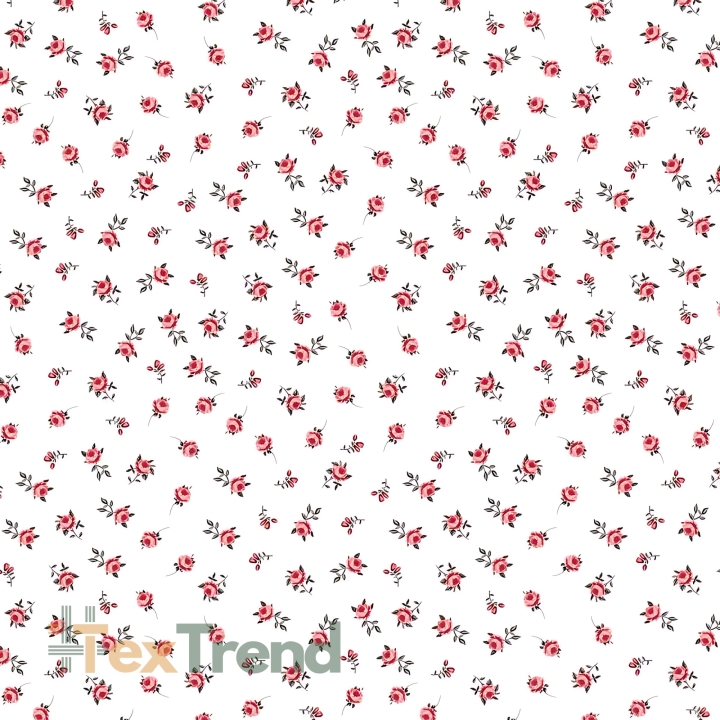 Baumwolle 100% Rosen auf weißem Hintergrund  