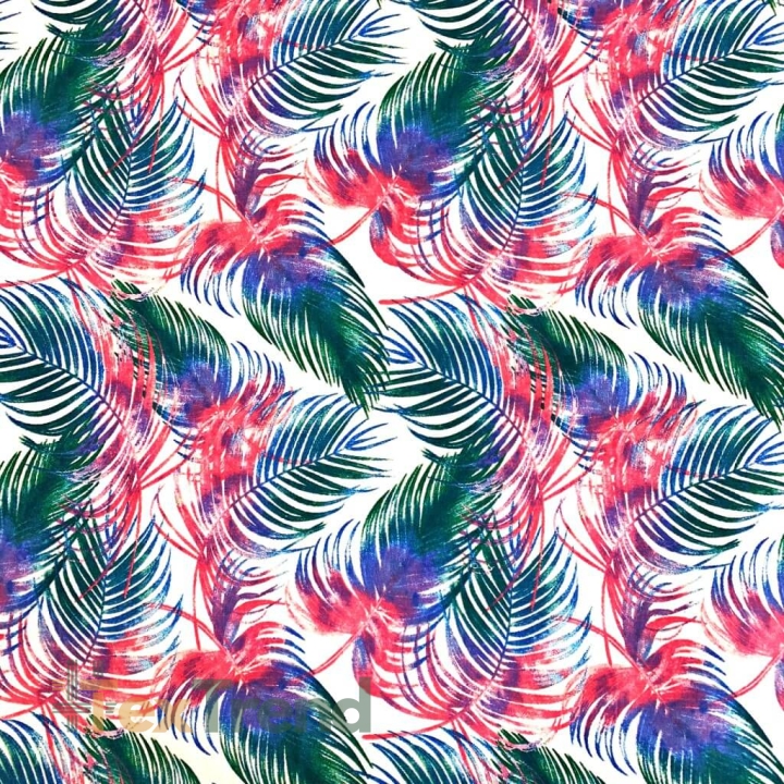 Baumwolle 100% bunte Blätter auf weißem Hintergrund  