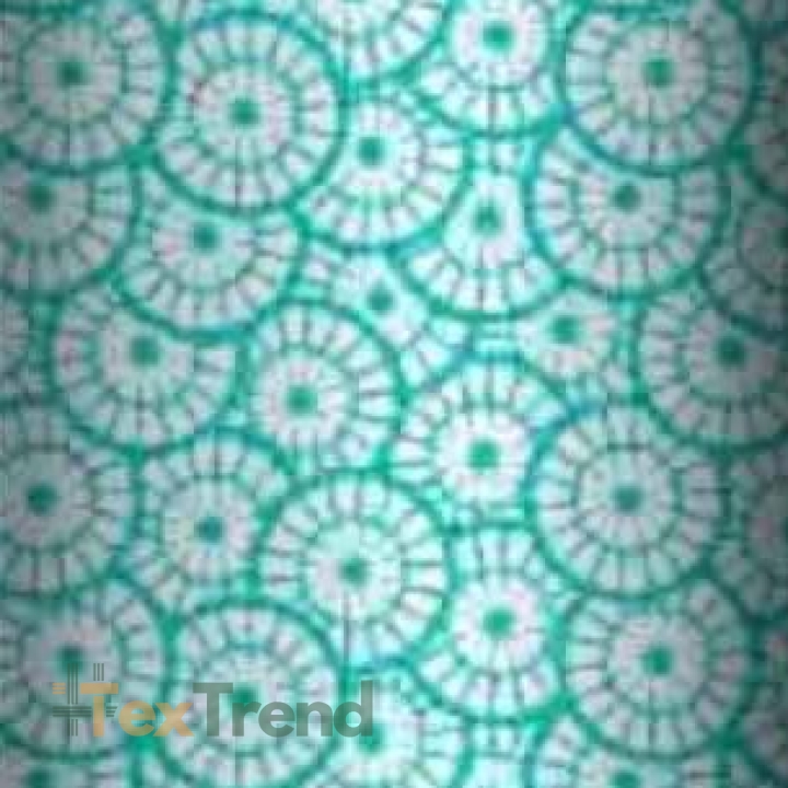 Baumwolle 100% geometrische Rosette weiß auf türkisfarbenem Hintergrund  