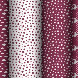 Baumwolle 100% Zickzack MINI weiß-bordeaux  