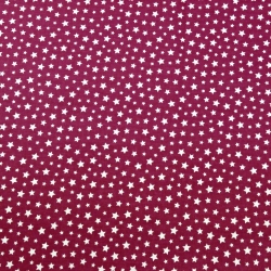 Baumwolle 100% Sterne MINI weiß auf bordeauxfarbenem Hintergrund