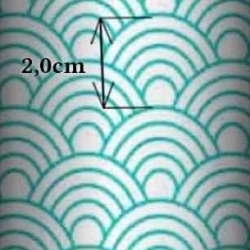 Baumwolle 100% geometrische Schuppen türkis auf weißem Hintergrund  