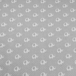 Baumwolle 100% Mini Elefanten weiß auf grauem Hintergrund  